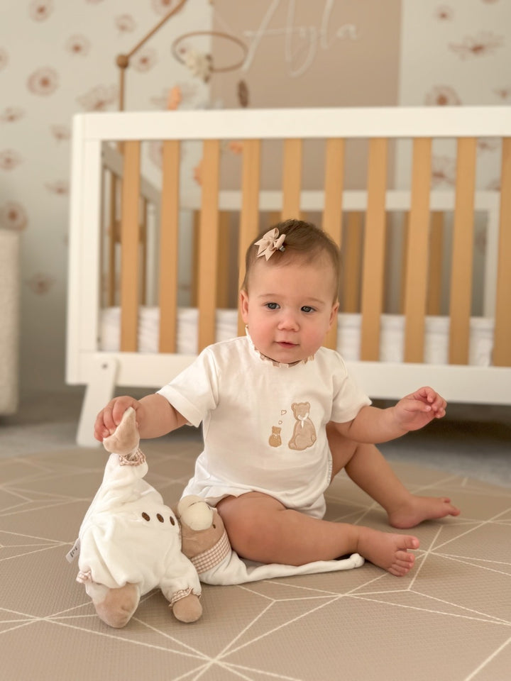 2pc Short & T-Shirt Set | Beige & White