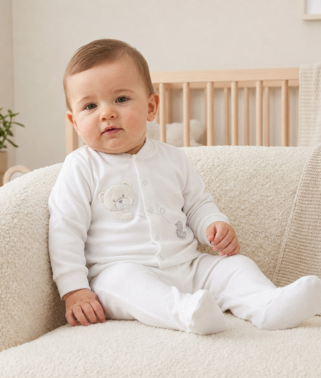 Baby Pyjama Set | White & Grey