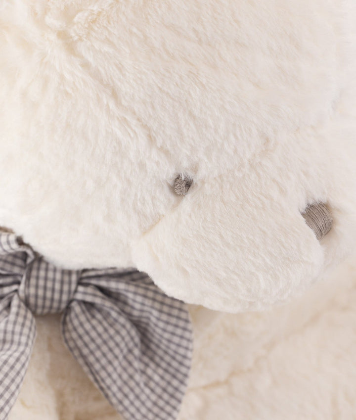 White and grey bear armchair with rattle for toddlers