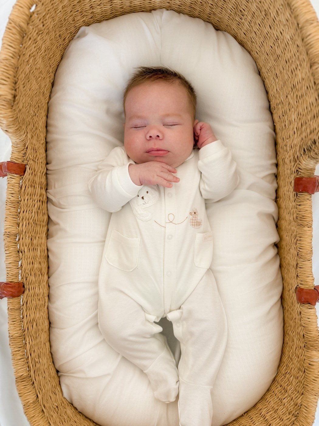 Bear Jumpsuit & Hanger Set | Beige & White