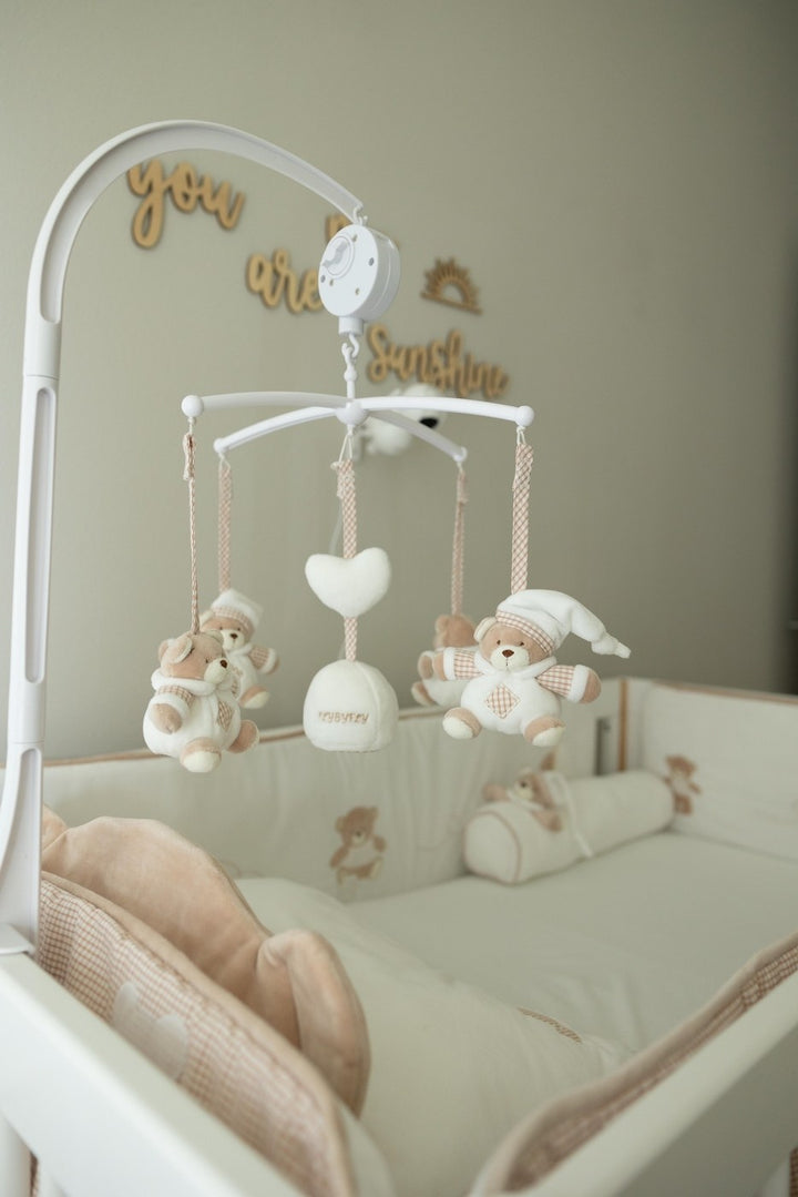 Baby cot musical mobile with teddy bears