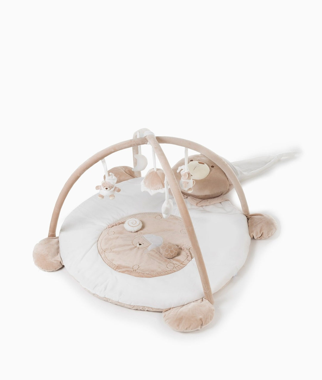 Full view of Bear Playmat & Gym Classic with detachable arch and plush bear pillow