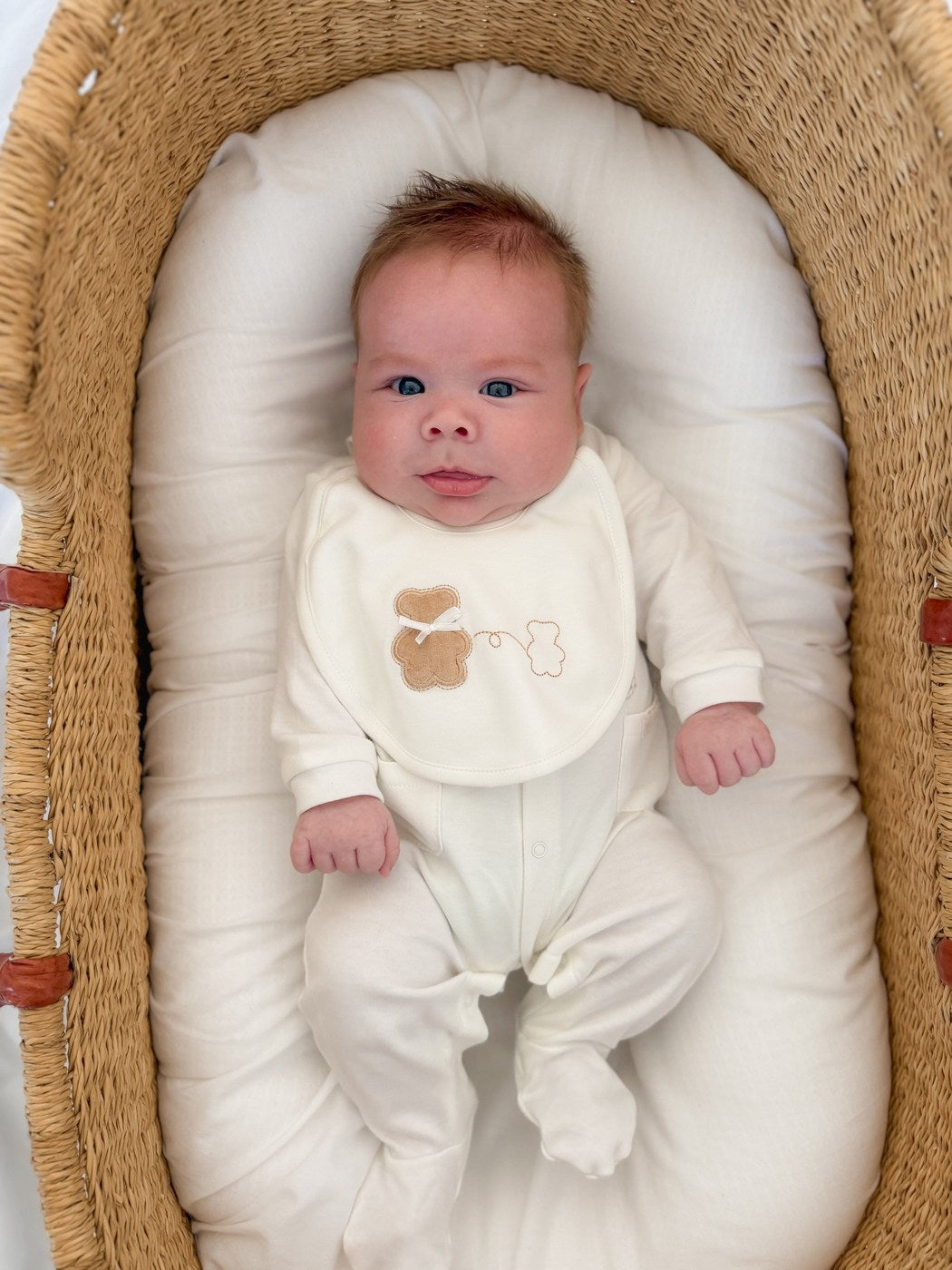 Classic Baby Bib | Beige & White