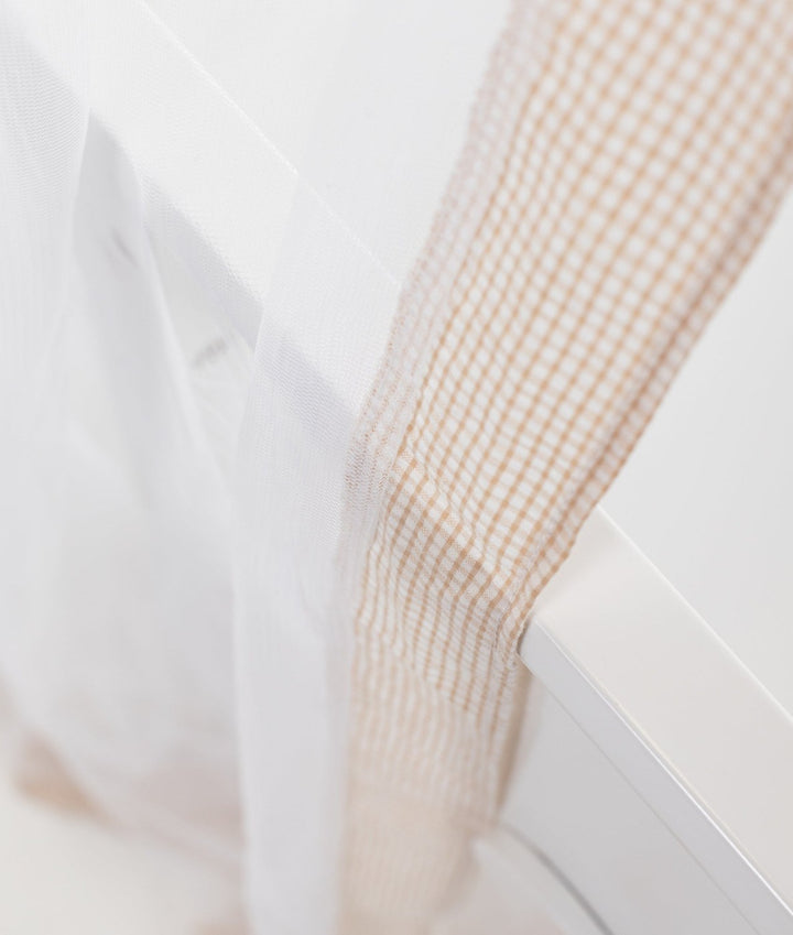 White and beige cot canopy and stand set