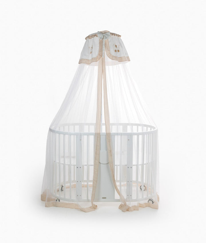 White and beige cot canopy and stand set