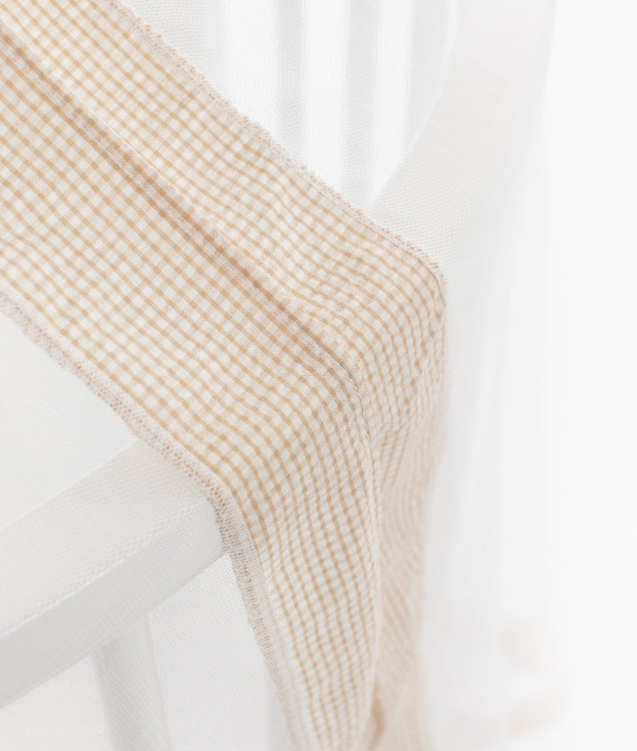 White and beige cot canopy and stand set