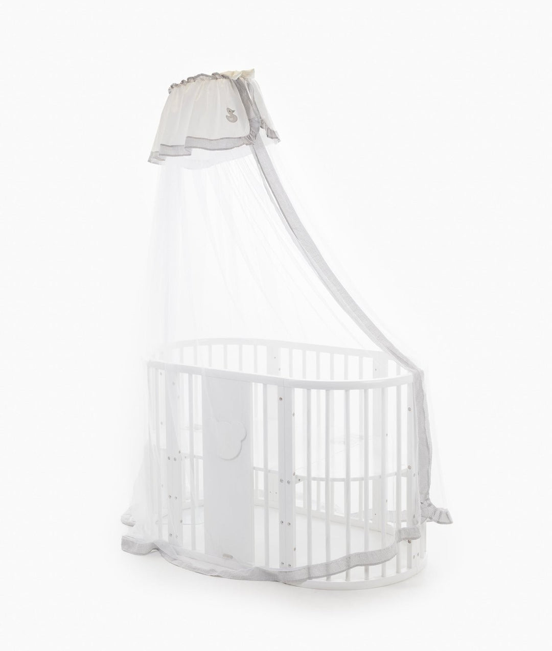 White and grey cot canopy and stand set
