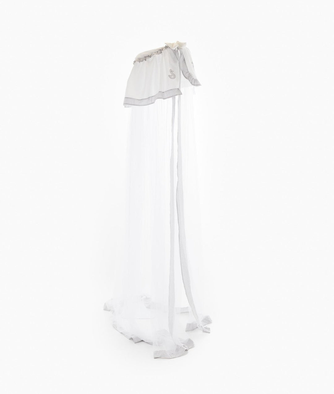 White and grey cot canopy and stand set
