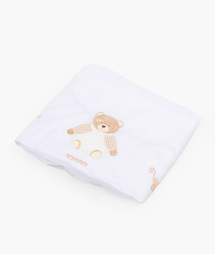 Fitted sheet for cot in white and beige