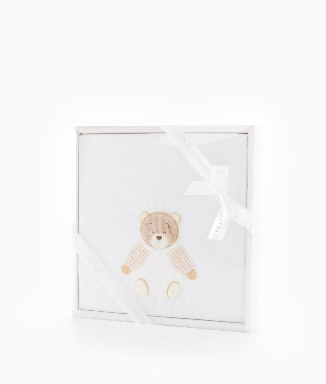 Flat sheet for cot in white and beige