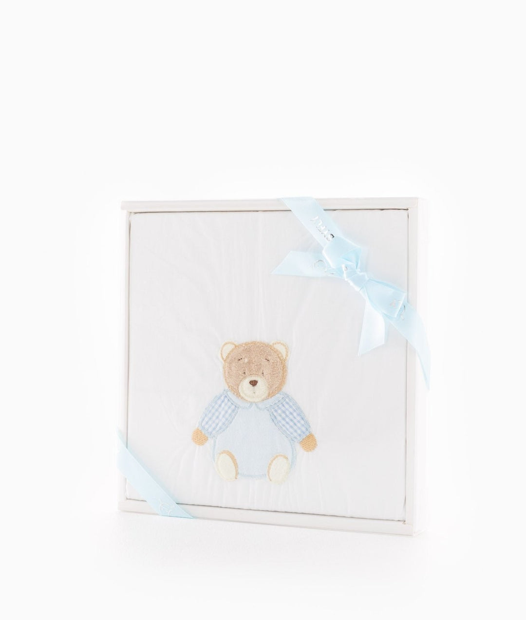Flat sheet for cot in white and blue