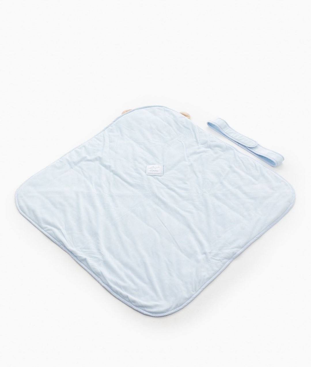 Soft hooded baby wrap in blue