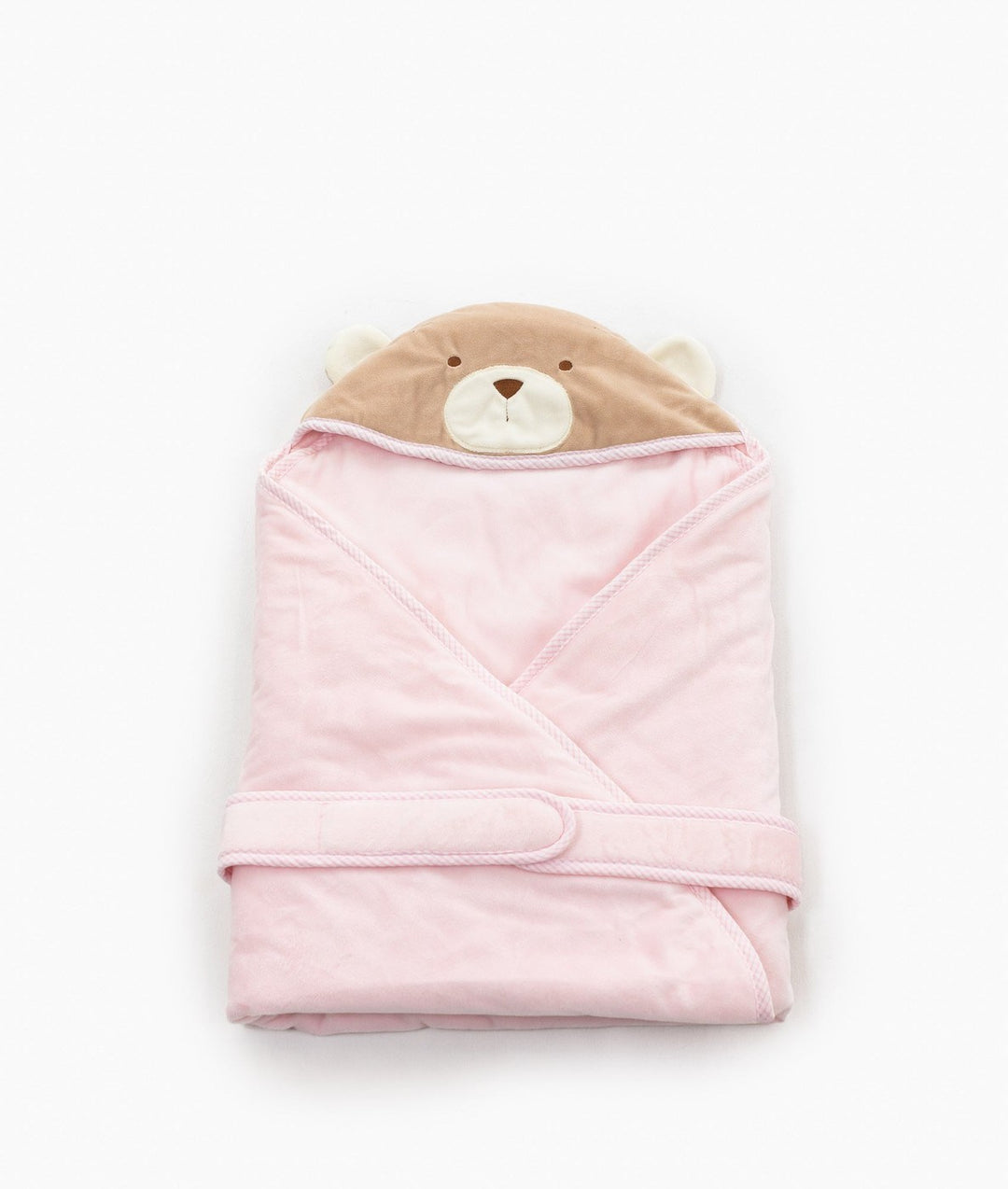 Soft hooded baby wrap in pink