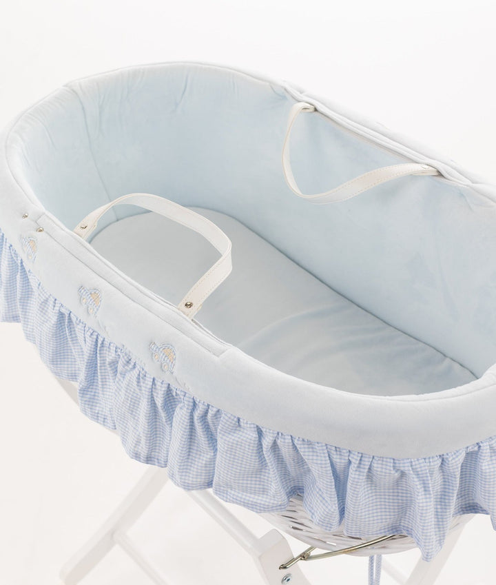 Baby Moses basket and stand set in blue
