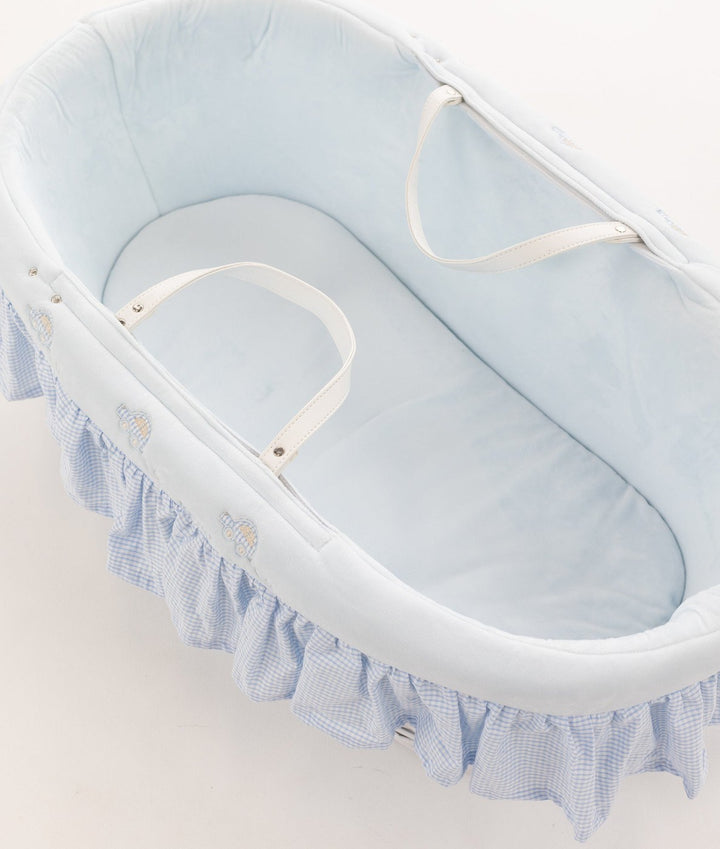 Baby Moses basket and stand set in blue