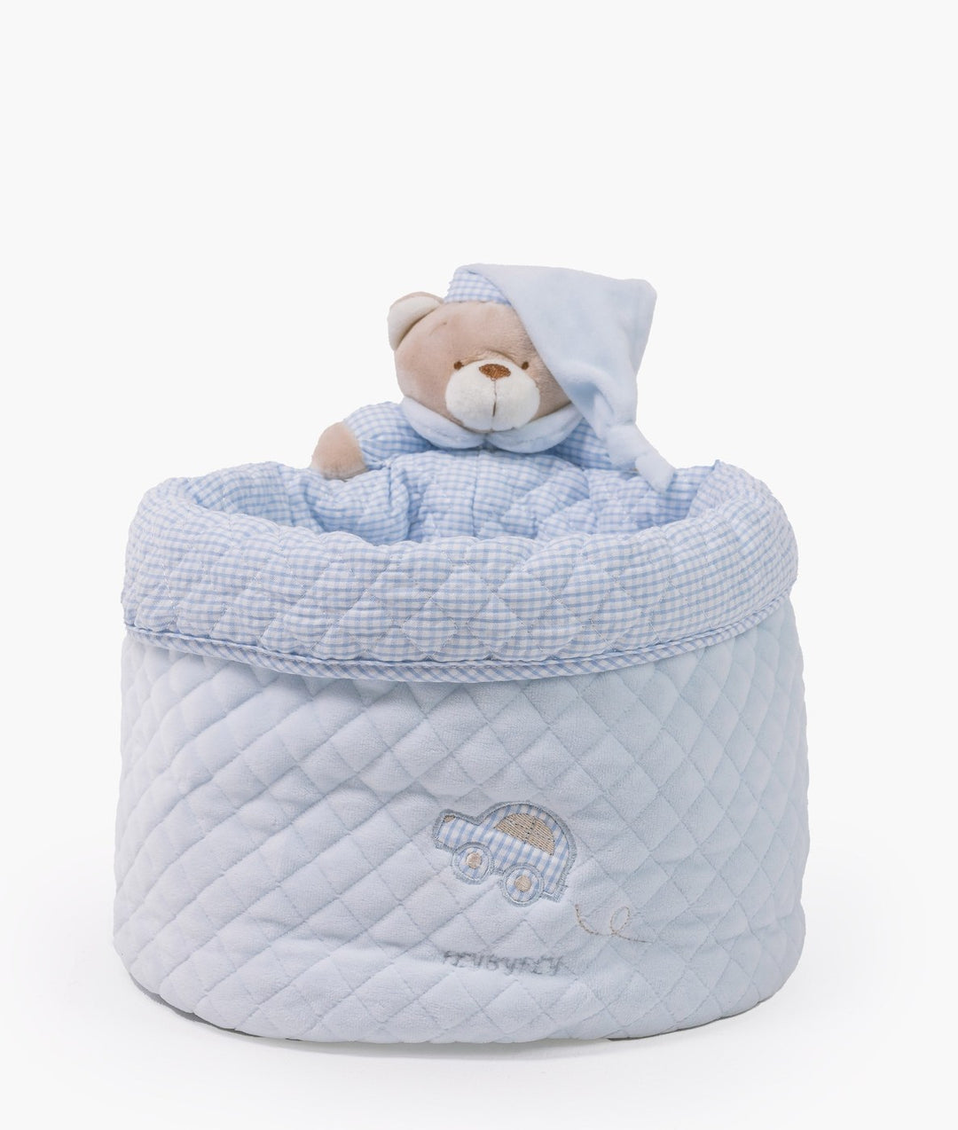 Baby nappy caddy for nursery in blue