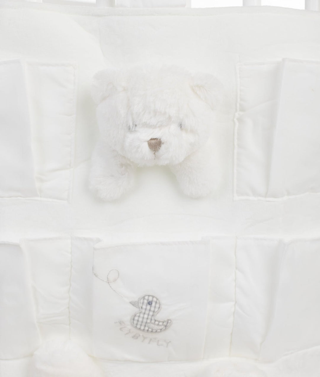 Baby nursery organiser in white and grey