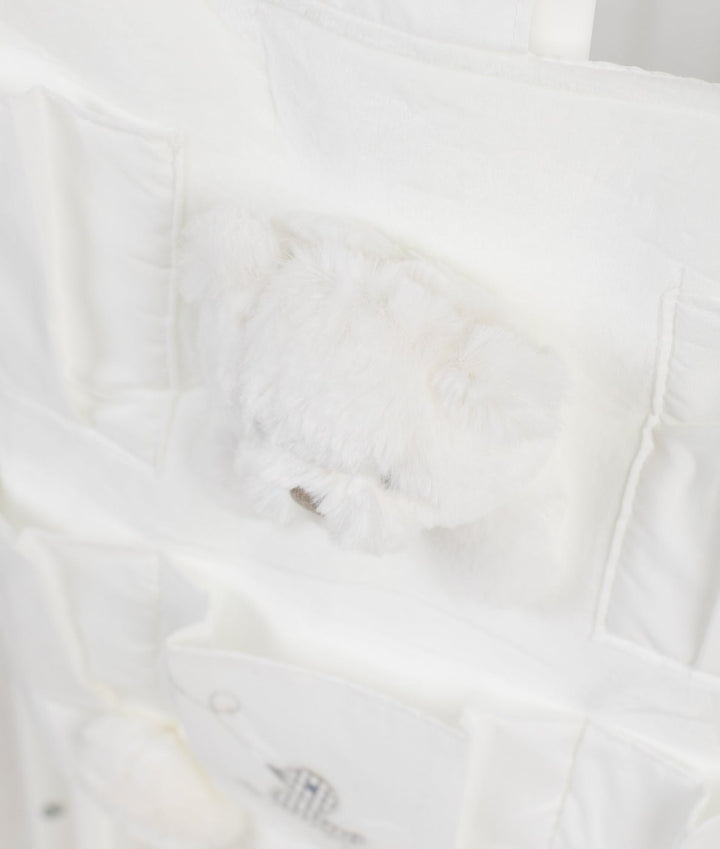 Baby nursery organiser in white and grey