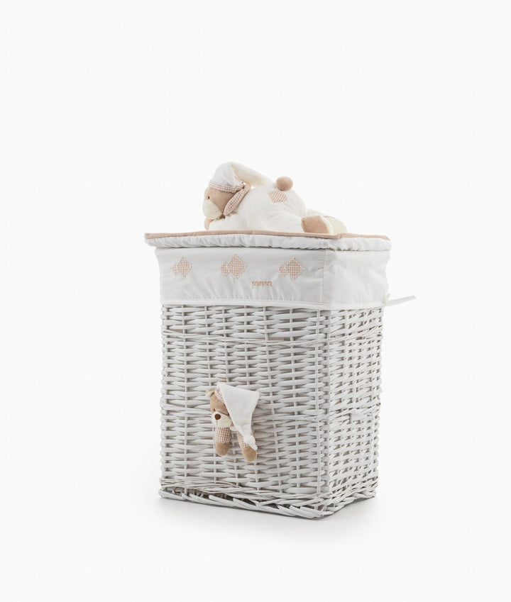White and beige square storage basket set