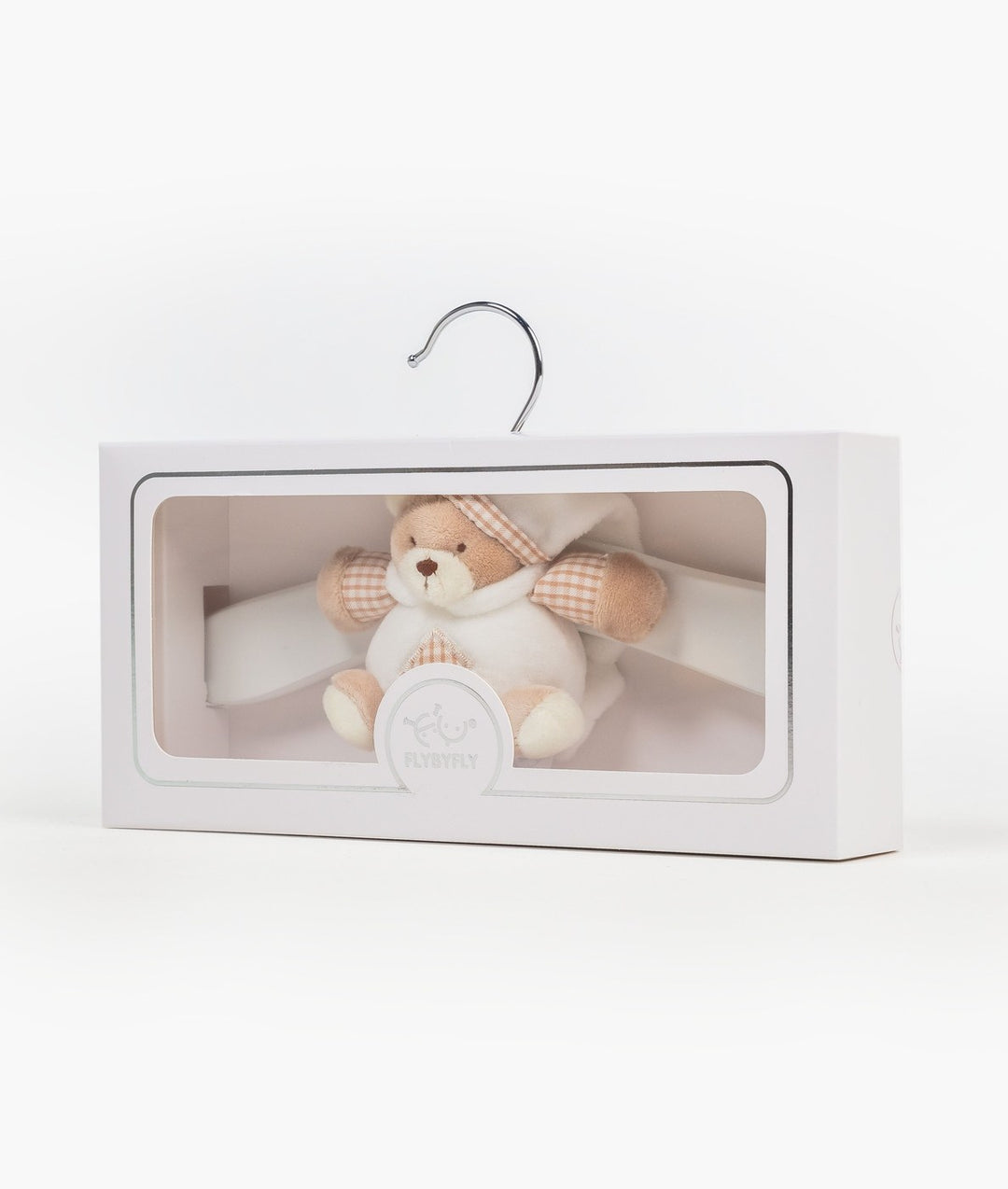 White and beige wooden hanger