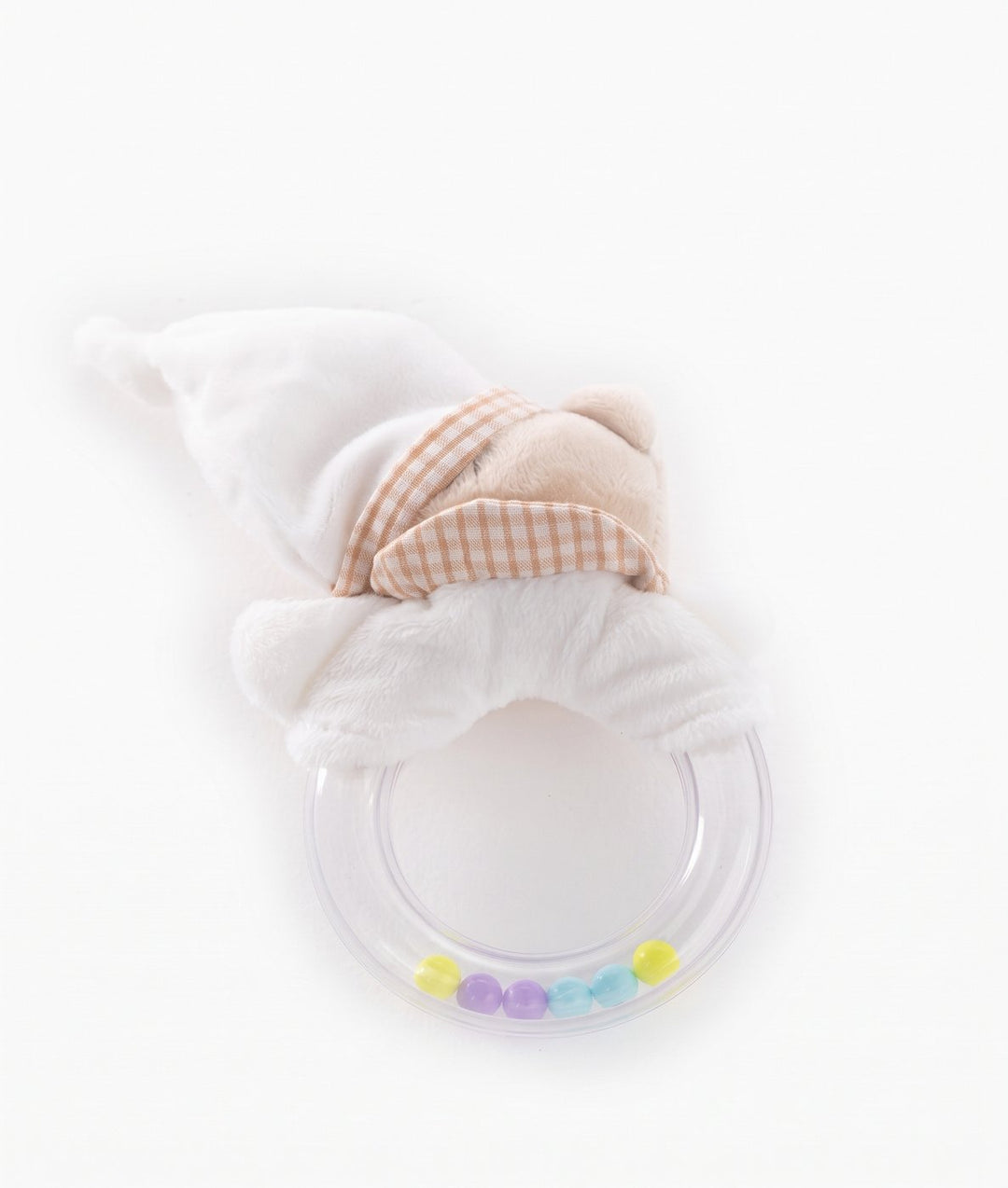 Baby Bear Rattle in Beige & White by FlyByFly
