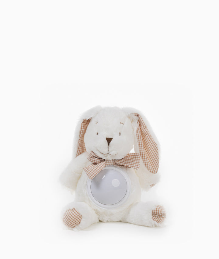 White and beige bunny musical night light for nursery
