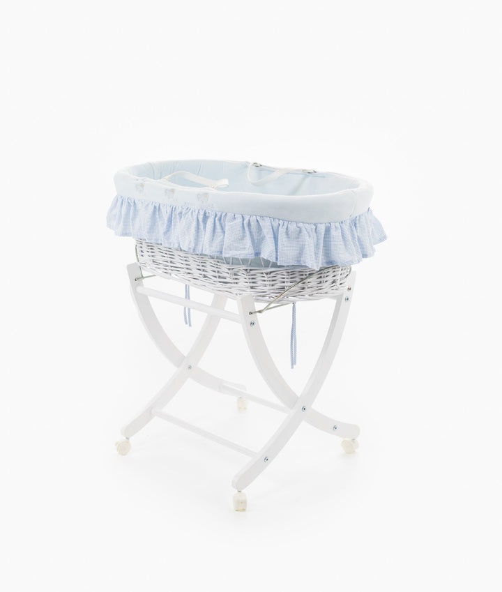 Baby Moses basket and stand set in blue