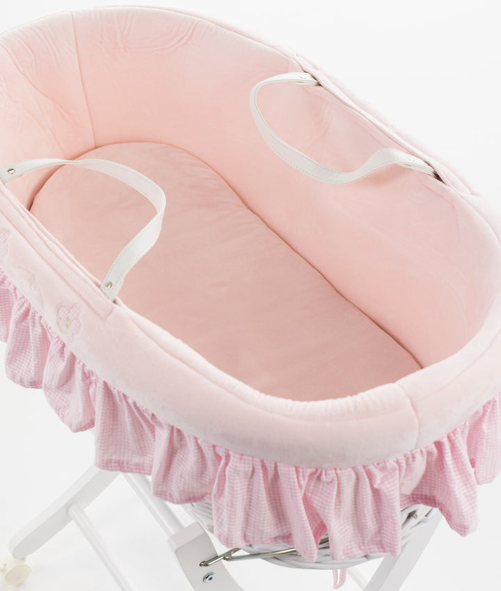 Baby Moses basket and stand set in pink