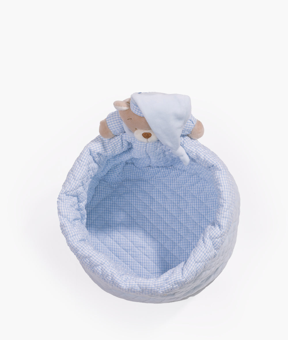 Baby nappy caddy for nursery in blue