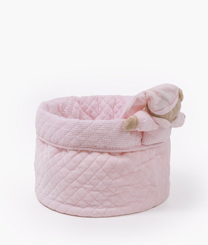 Baby nappy caddy for nursery in pink