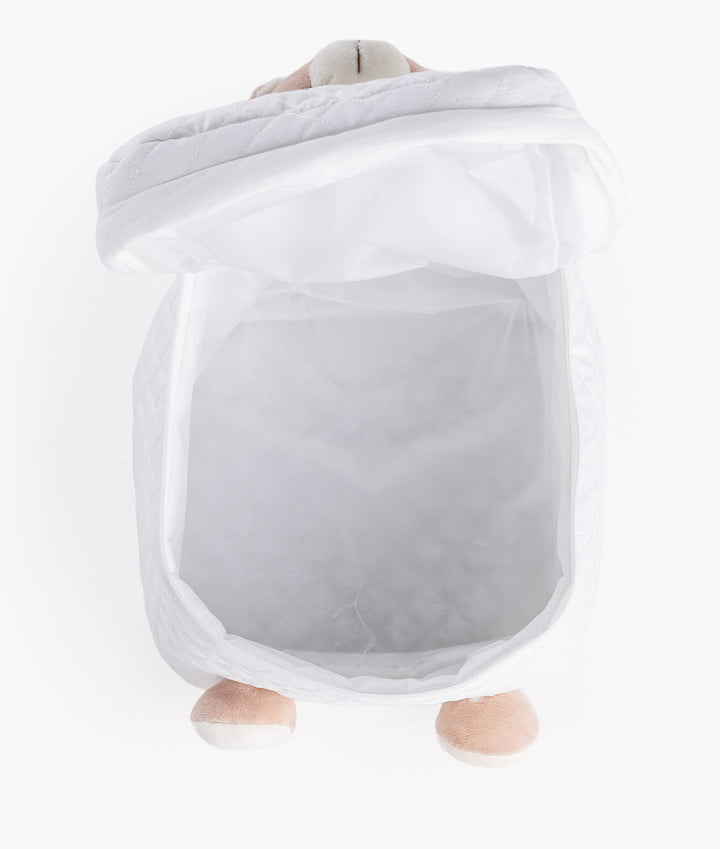 Baby organiser bag for nursery in white and beige