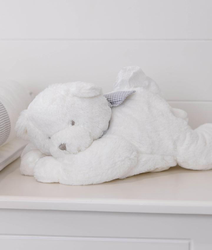 Baby wipes holder for nursery in white and grey