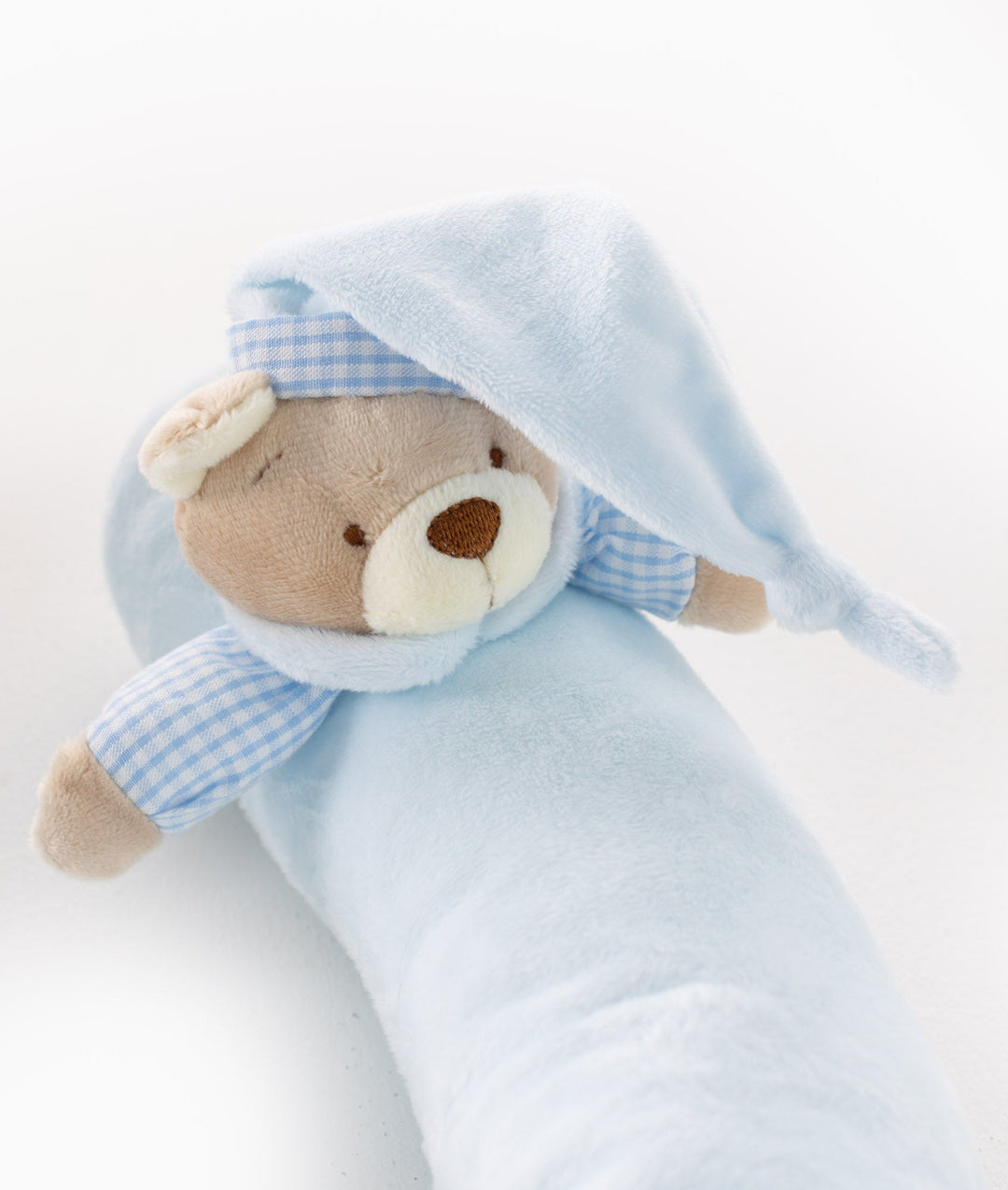 Bear baby bolster in blue