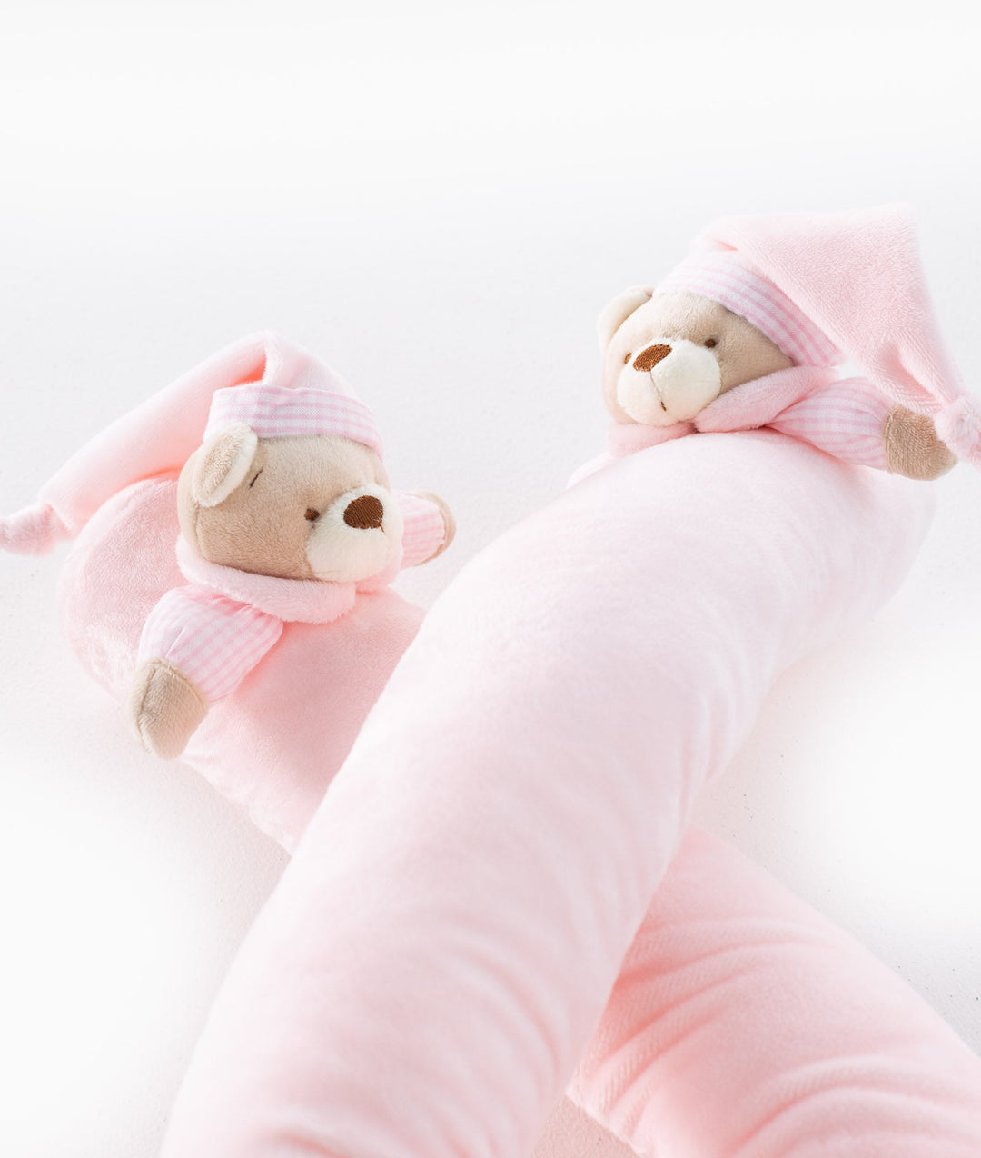 Bear baby bolster in pink