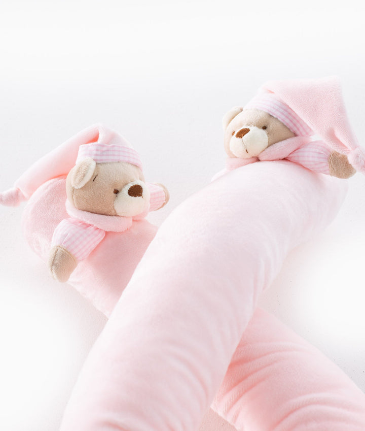 Bear baby bolster in pink