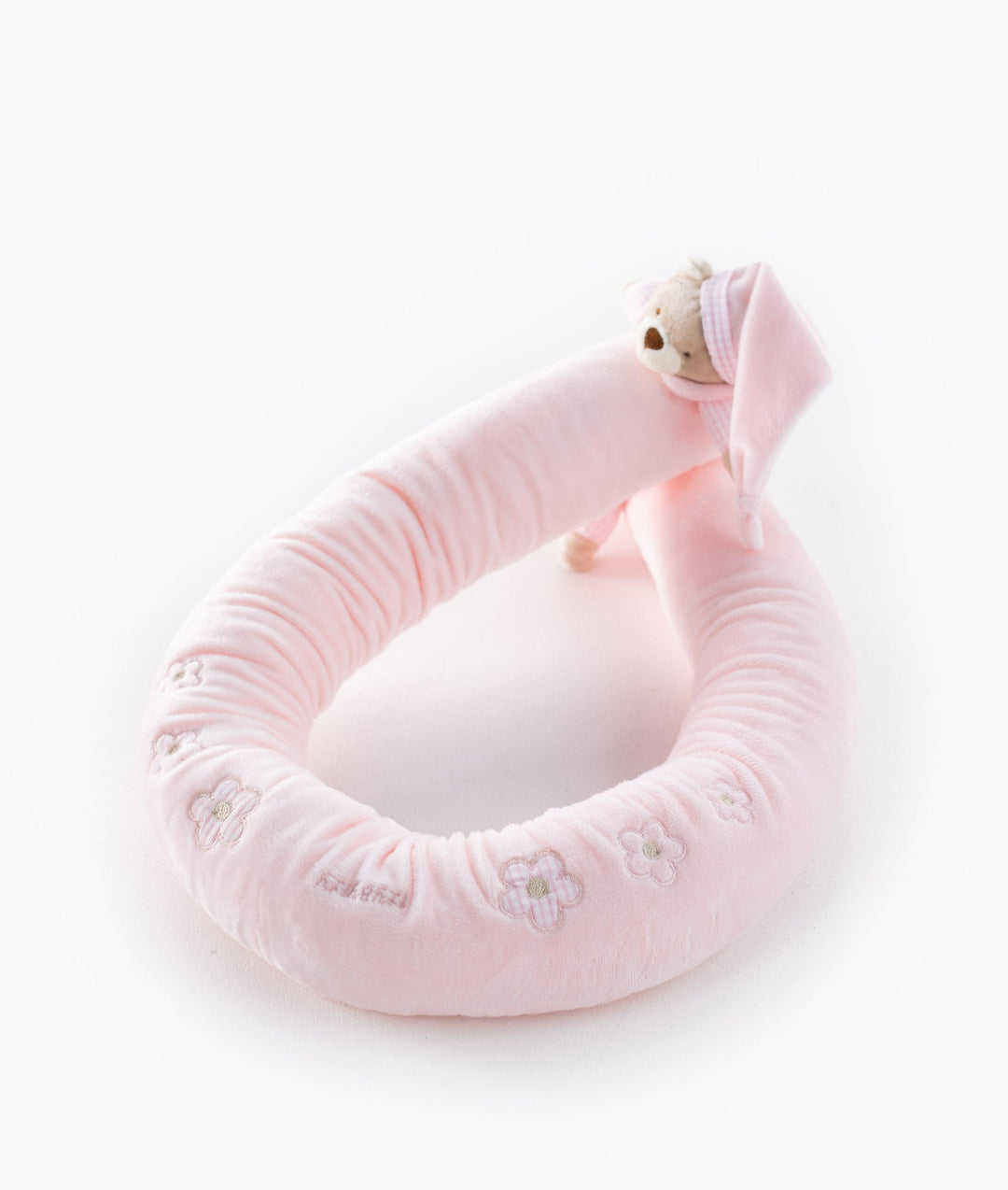 Bear baby bolster in pink