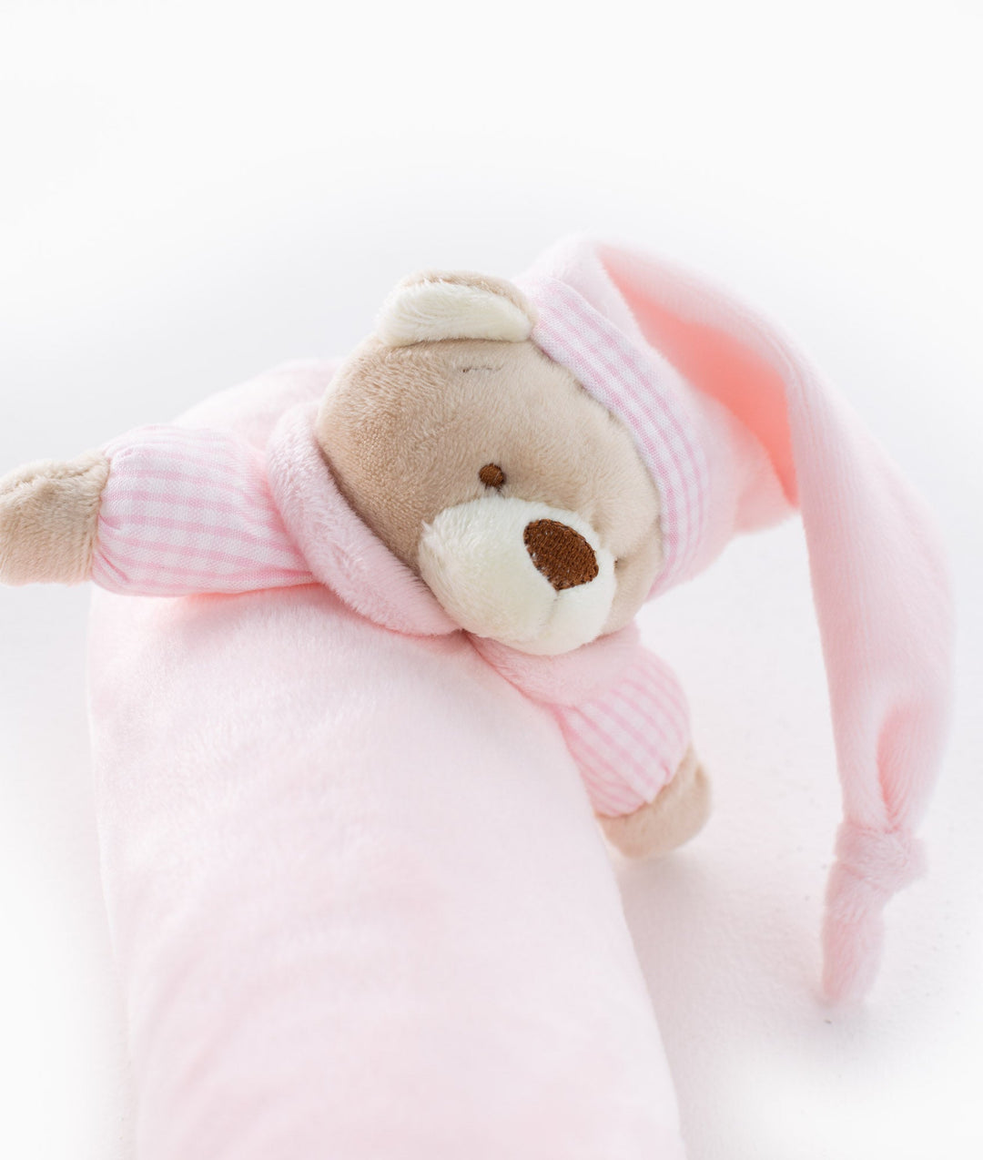 Bear baby bolster in pink
