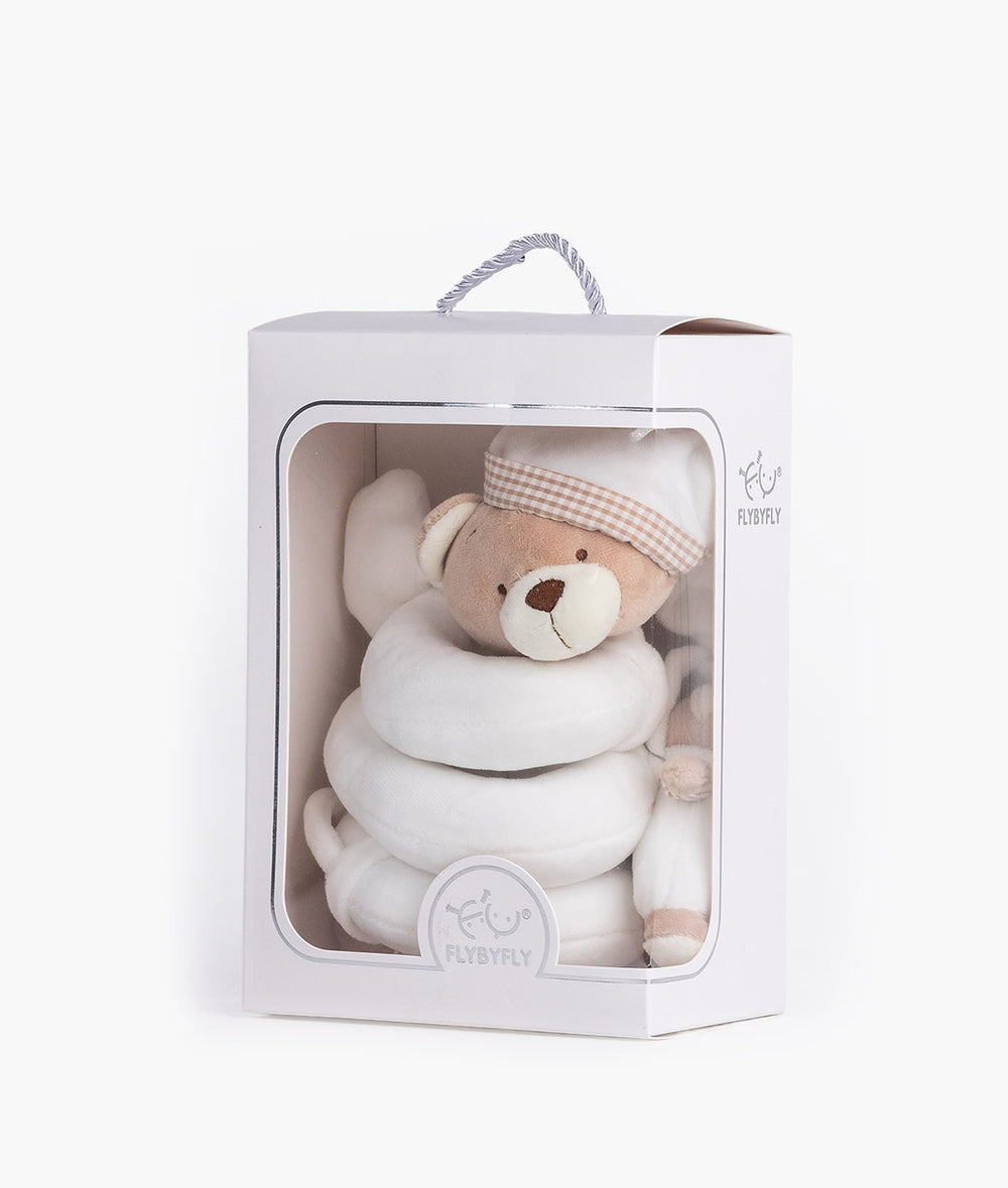 Beige and white bear spiral activity toy for baby
