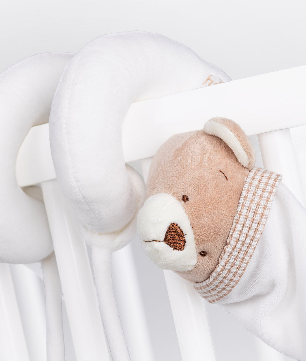 Beige and white bear spiral activity toy for baby