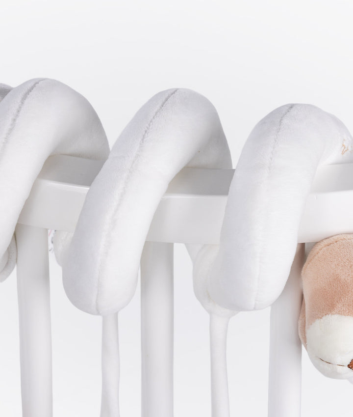 Beige and white bear spiral activity toy for baby