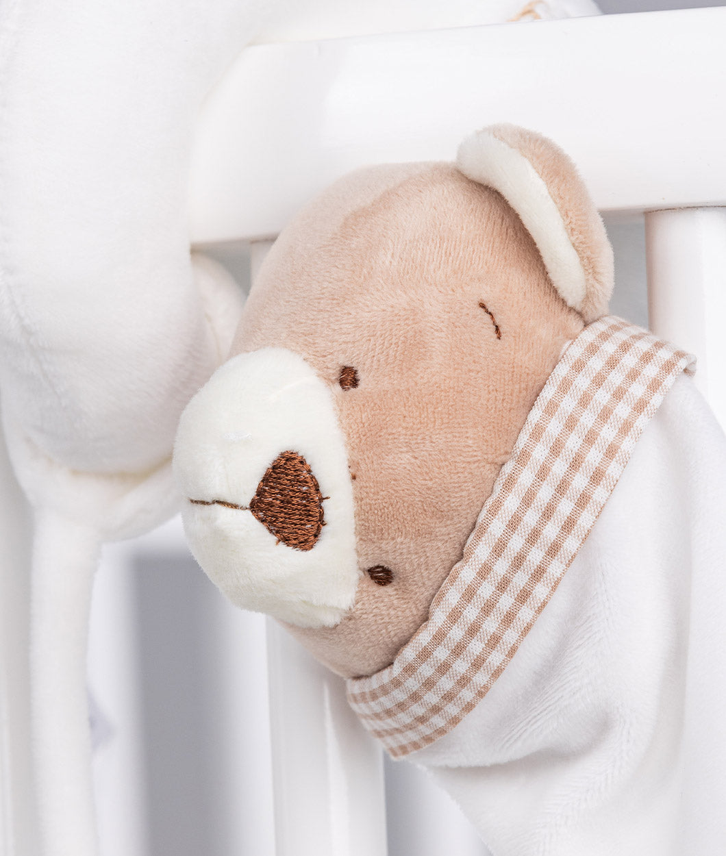 Beige and white bear spiral activity toy for baby