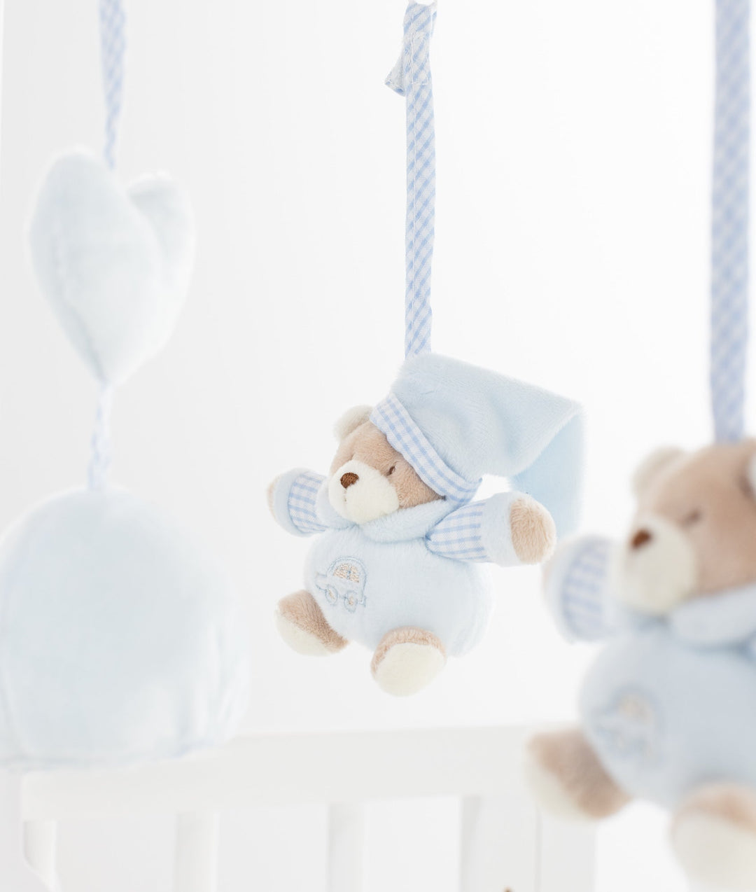 Blue bear musical mobile for baby cot