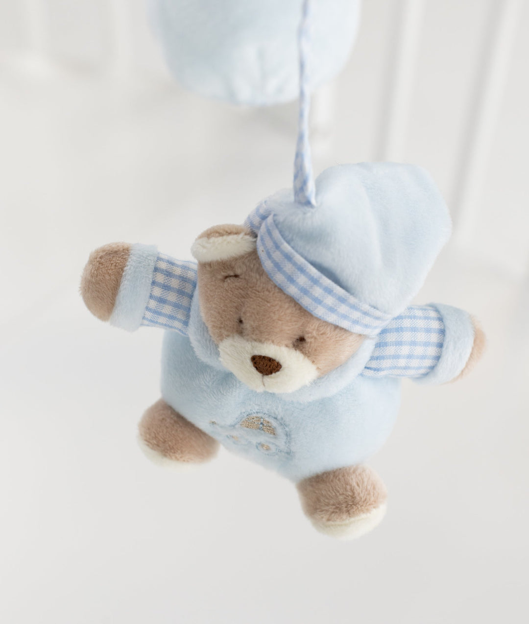Blue bear musical mobile for baby cot
