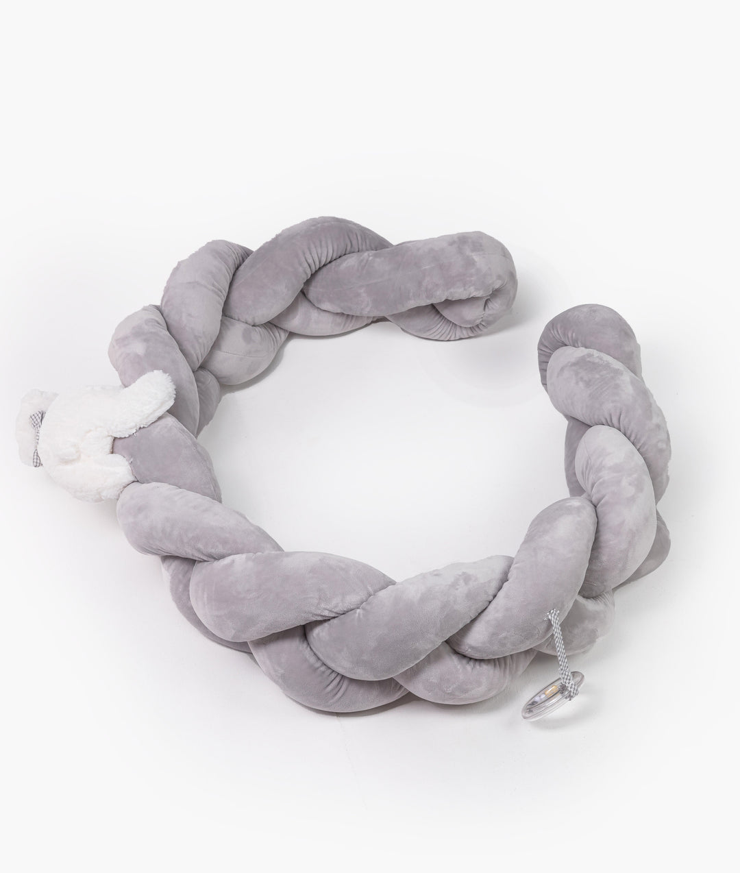 Braided toddler bolster in white and grey