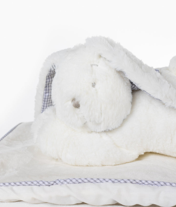 White and grey bunny square basket set