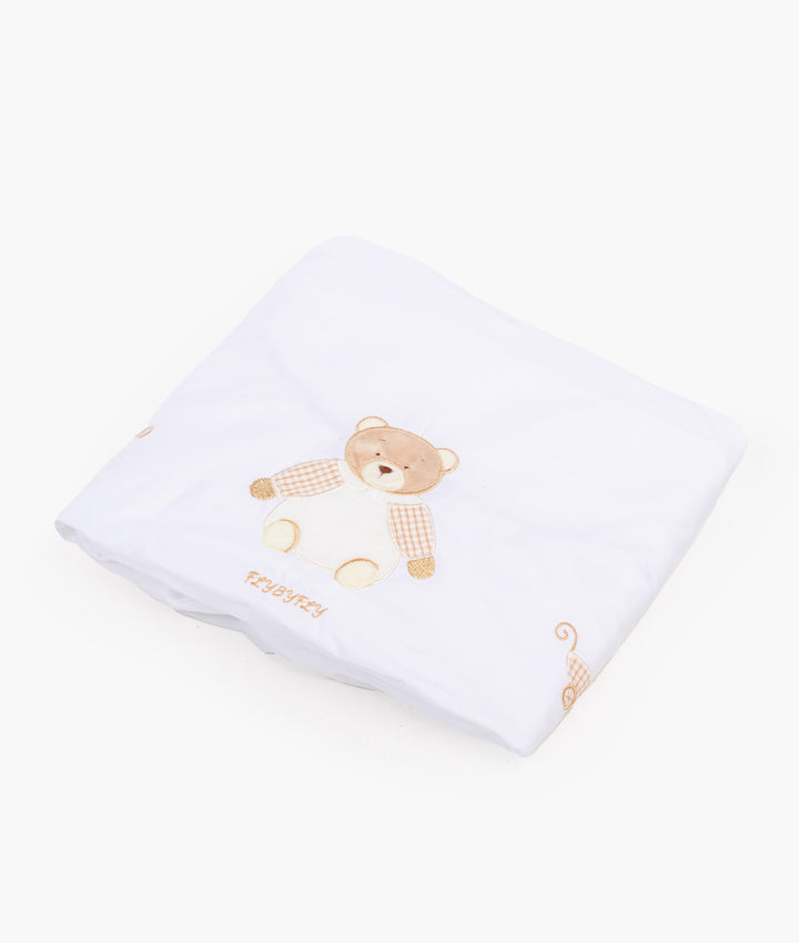 Fitted sheet for cot in white and beige
