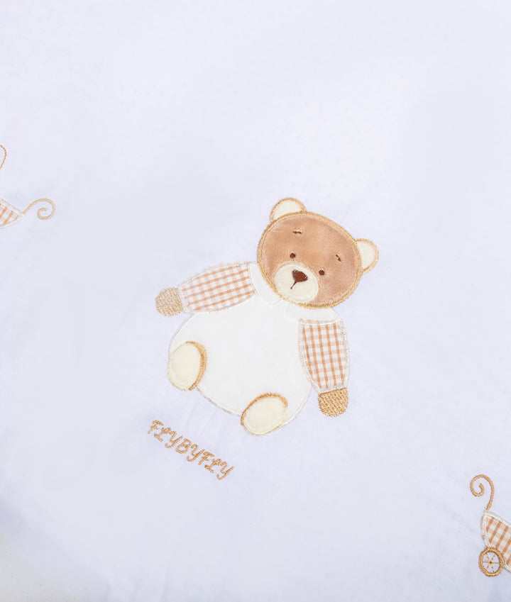 Fitted sheet for cot in white and beige