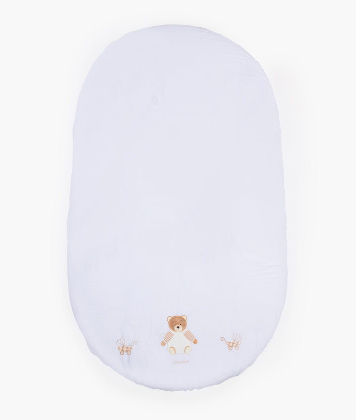 Fitted sheet for cot in white and beige