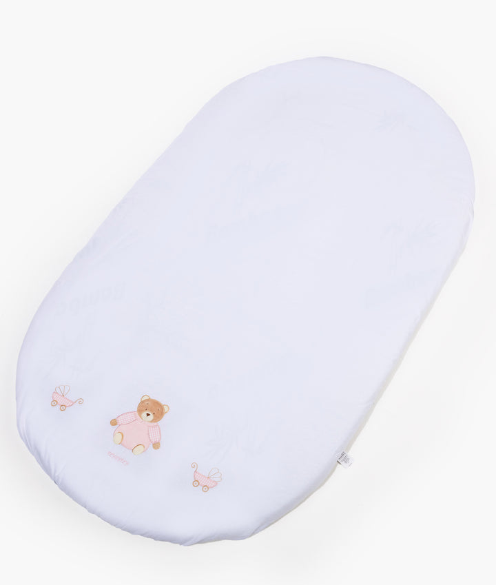 Fitted sheet for cot in white and pink