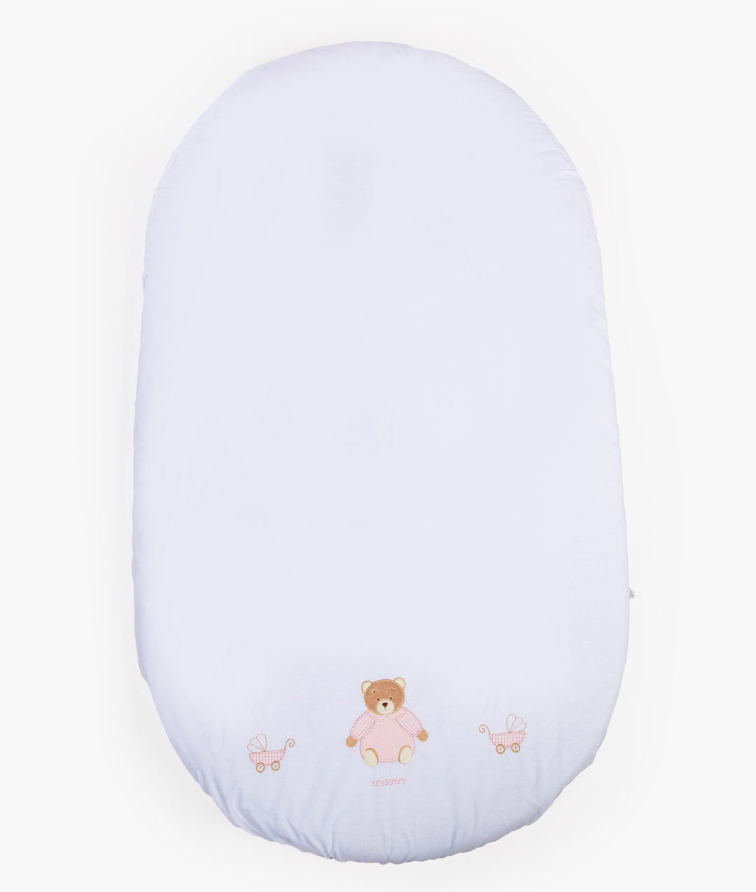 Fitted sheet for cot in white and pink